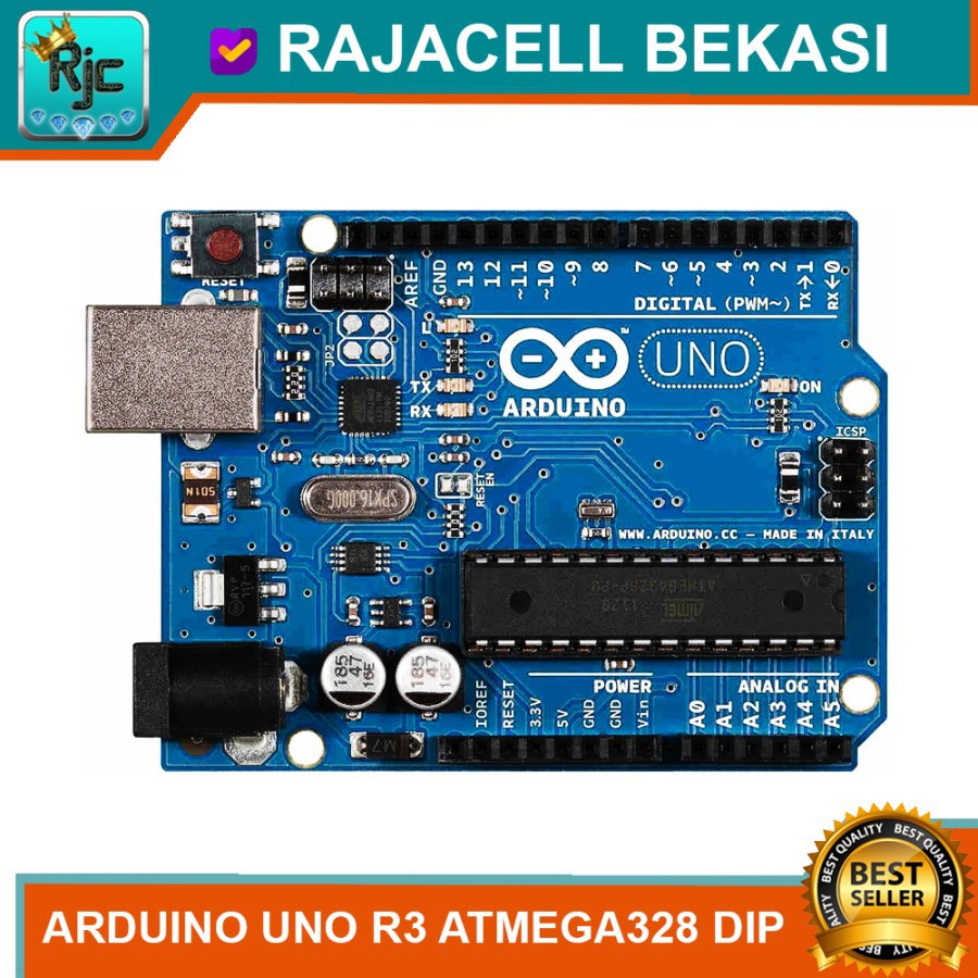 New Arduino Uno R3 Atmega328p Dip 16u2 Like Original Tanpa Kabel Data