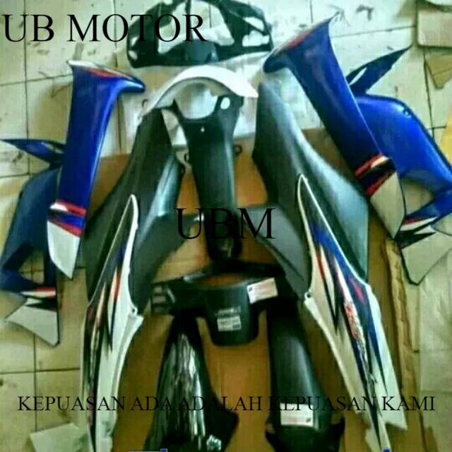 Full set body halus kasar honda supra fit new/warna putih biru plus sticker/list