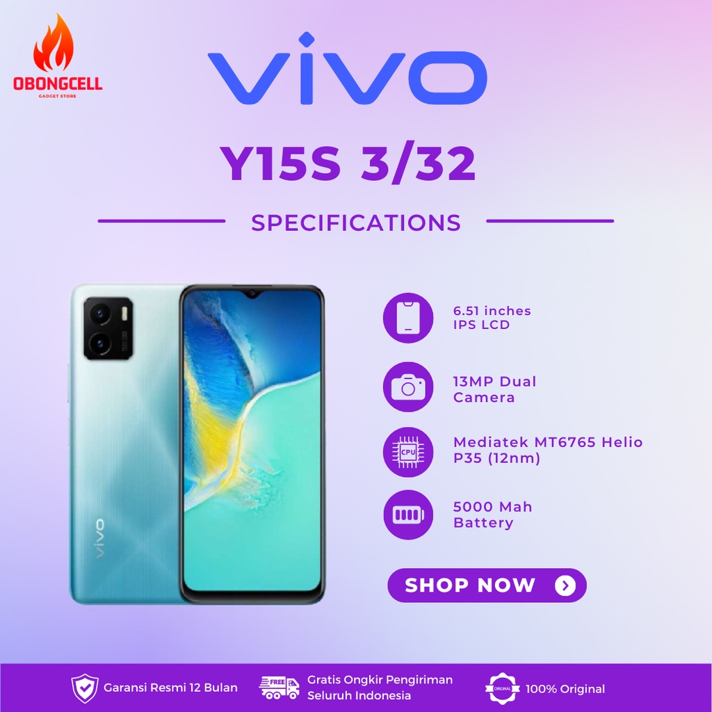 Vivo Y15s 3/32GB Smartphone Garansi Resmi