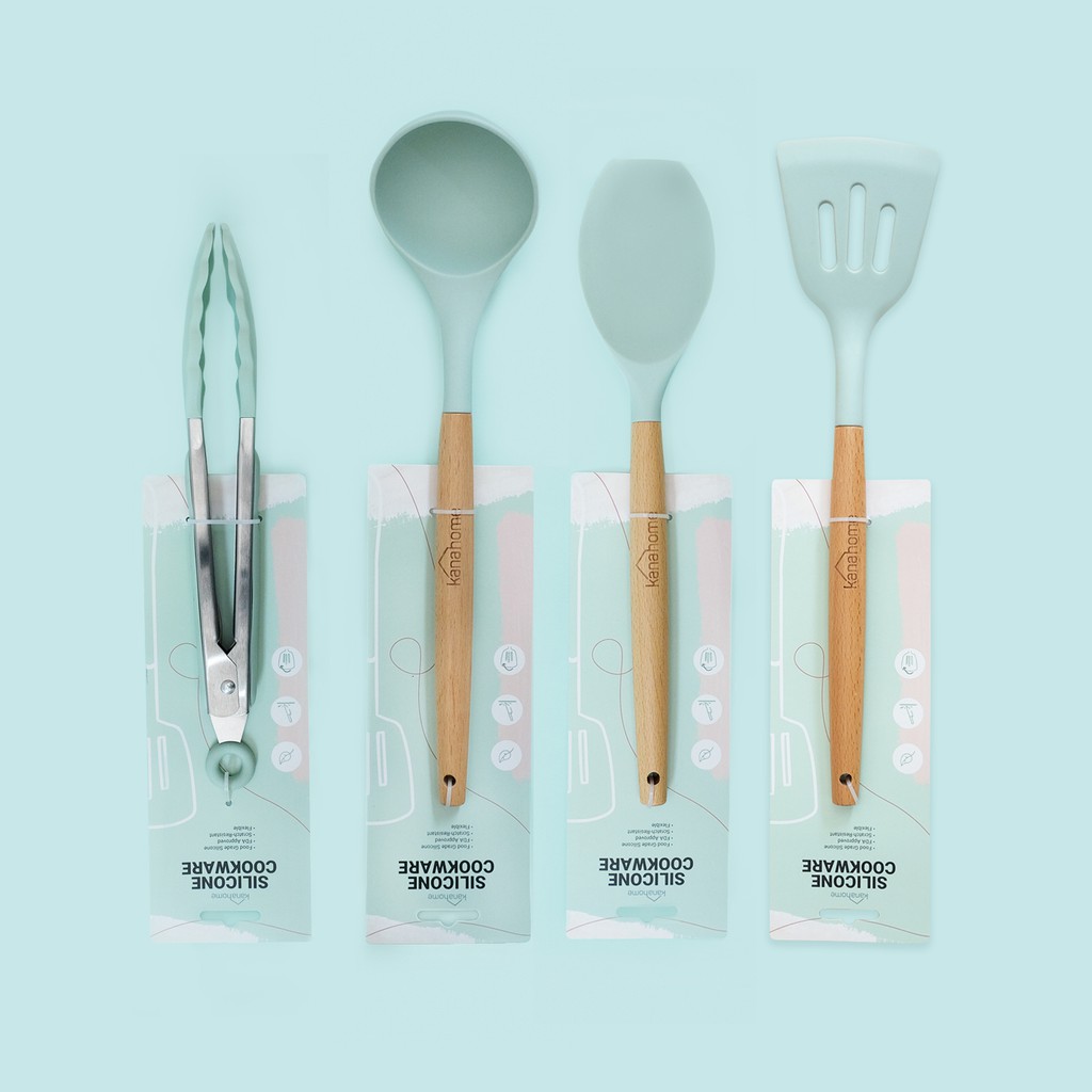 Alat masak/spatula/sutil silikon anti gores dan tahan panas keiko set-5