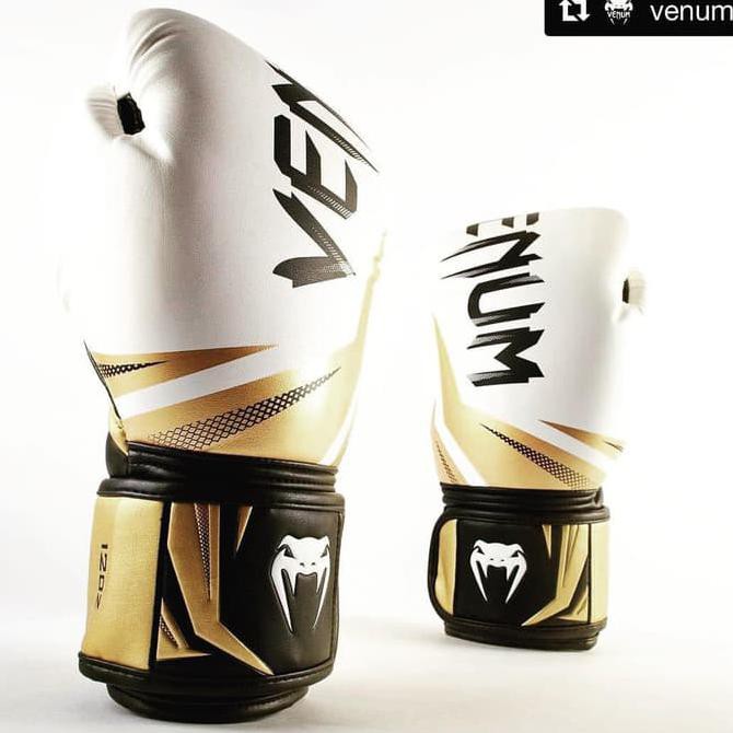 Sarung Tinju Venum Black Gold White Size 10, 12, 14 Oz - 10
