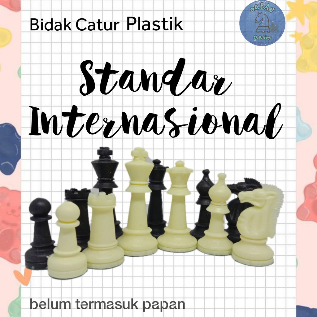 Bidak Catur Plastik Standar Internasional dengan pemberat (Premium)