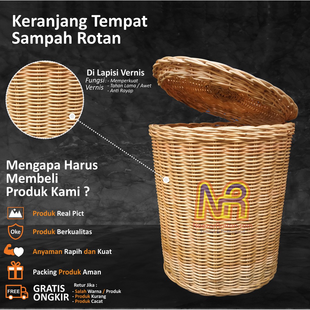 Keranjang tempat tong sampah unik lucu murah dari ROTAN Keranjang tempat tong sampah unik lucu murah dari ROTAN