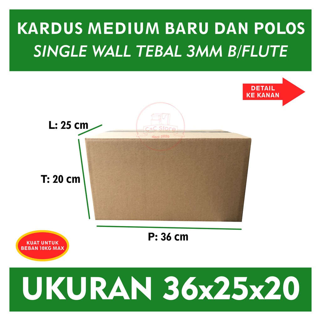 

Kardus Karton Box Polos Corrugated 36x25x20