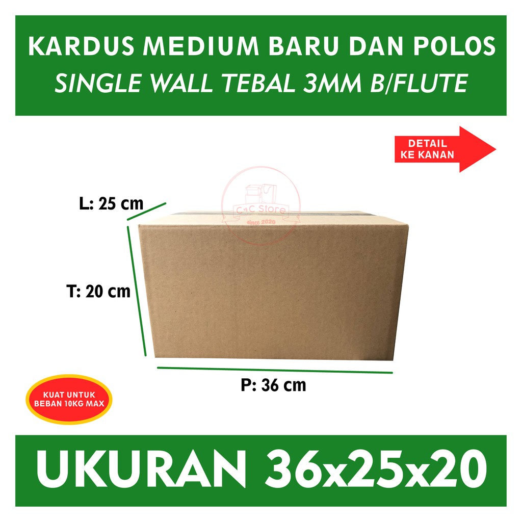 Kardus Karton Box Polos Corrugated 36x25x20