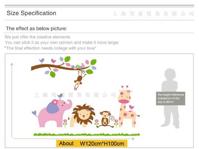 RELIZA WALLSTICKER 60X90 ANIMAL HEWAN ZOO KIDS JM7126