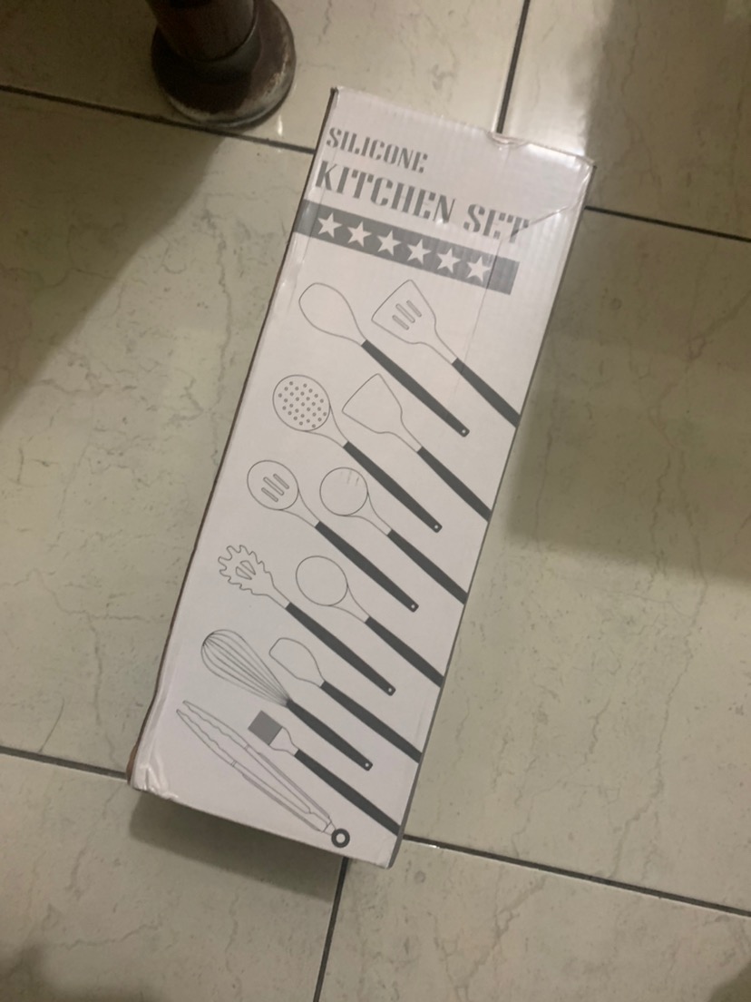 Spatula Set 10in1 Silikon Kayu Sendok Sutil Brush Penjepit Kocokan Alat Dapur Masak