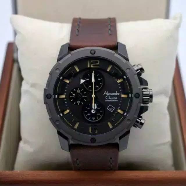 JAM TANGAN PRIA ALEXANDER CHRISTIE AC 6410 BLACK BROWN ORIGINAL