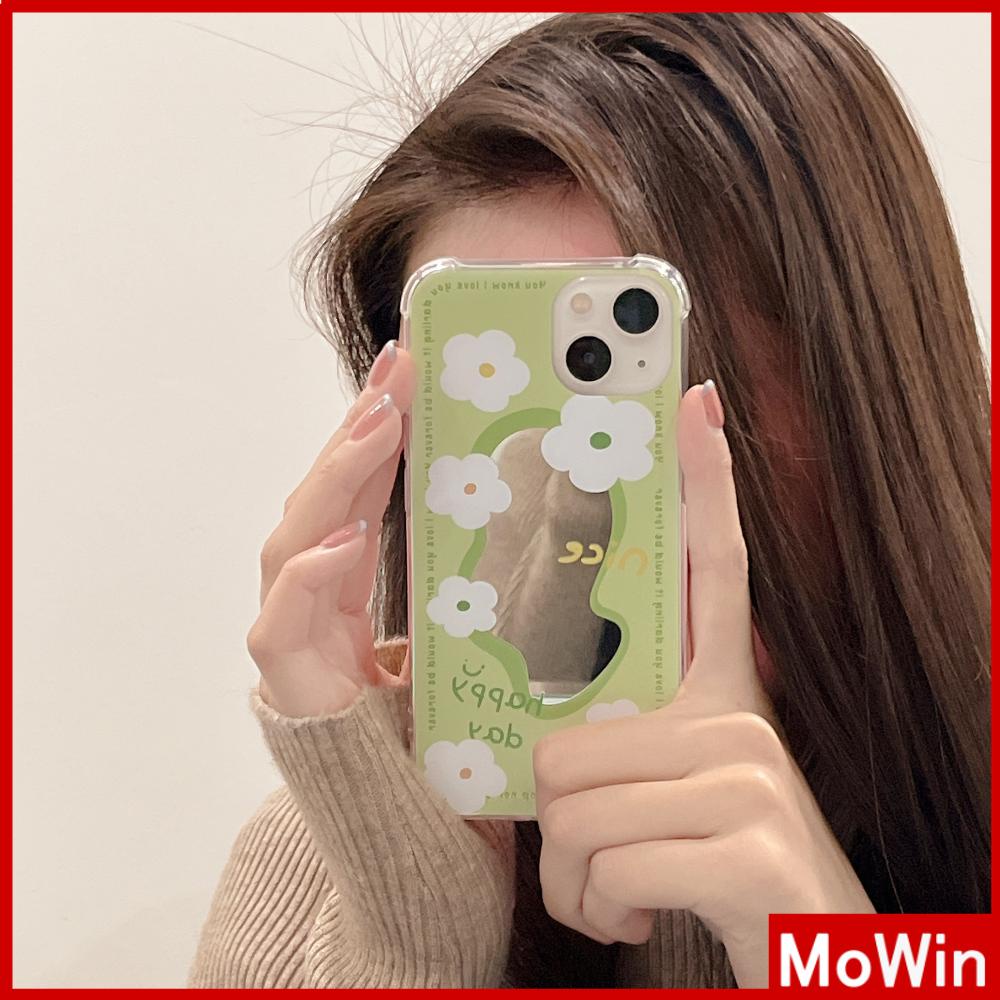 iPhone Case Acrylic HD Makeup Mirror Airbag Shockproof Protection Camera Green Tulip Flowers Compatible For iPhone 11 iPhone 13 Pro Max iPhone 12 Pro Max iPhone 7 Plus iPhone xr