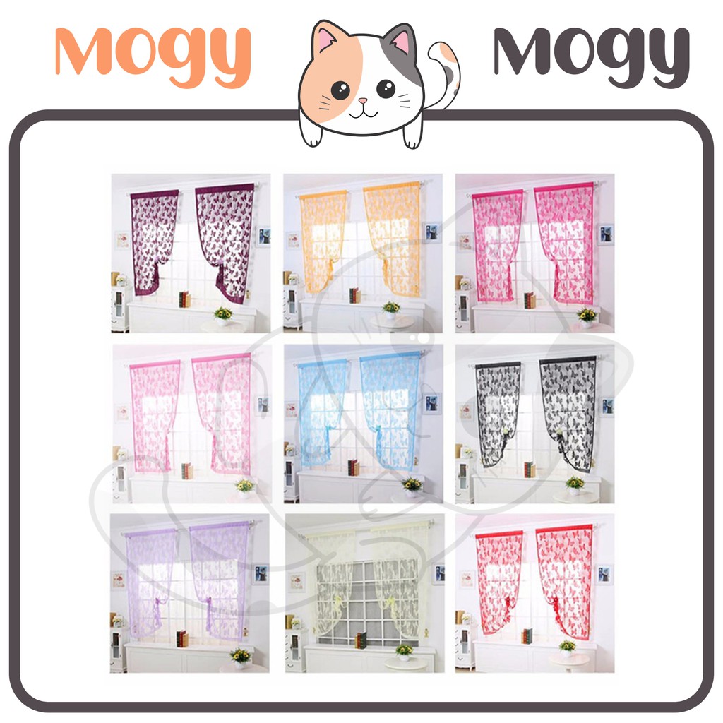 MOGYMOGY Tirai Benang Motif Kupu Kupu Gorden Jendela Pintu Butterfly Curtain Rajut