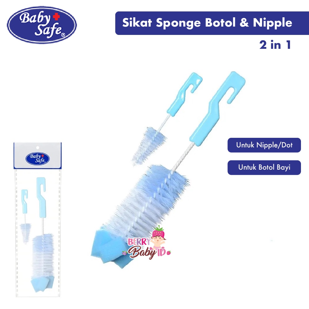 Baby Safe Bottle Nipple Brush With Sponge Sikat Pembersih Botol Bayi Berry Mart