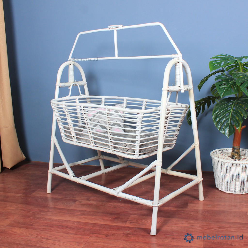 Ayunan Bayi Rotan Warna Putih Finjer Rattan Baby Bassinet White Shopee Indonesia