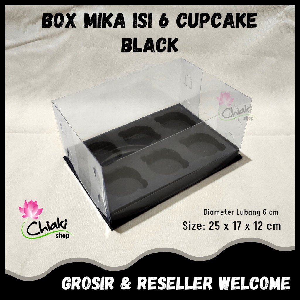 

Box Cupcake isi 6 BLACK 25 x 17 x 12 Kotak Mika HITAM Dus Kue Kardus Cake Muffin Doos Pudding Karton