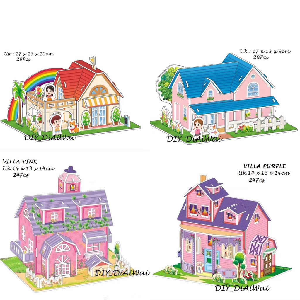 Puzzle 3D DIY bahan foam &amp; paper mainan puzzle edukasi anak - HOUSE