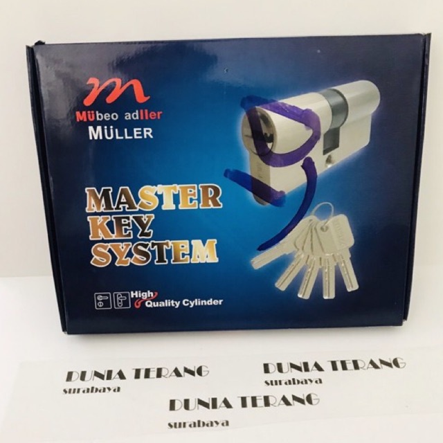 Silinder Kunci MULLER Master Key Set 6pc Anak Kunci Kuningan Komputer Sn Putih 60mm