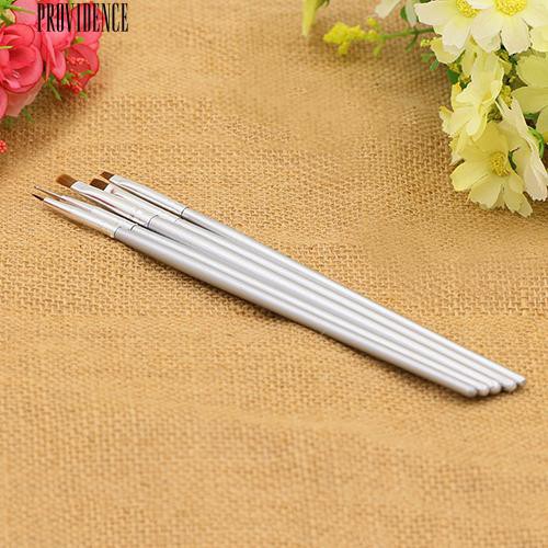 [Bayar Di Tempat] 5X Perak Tone Nail Art UV Gel Desain Brush Painting Pen Manicure Tips Tools Set