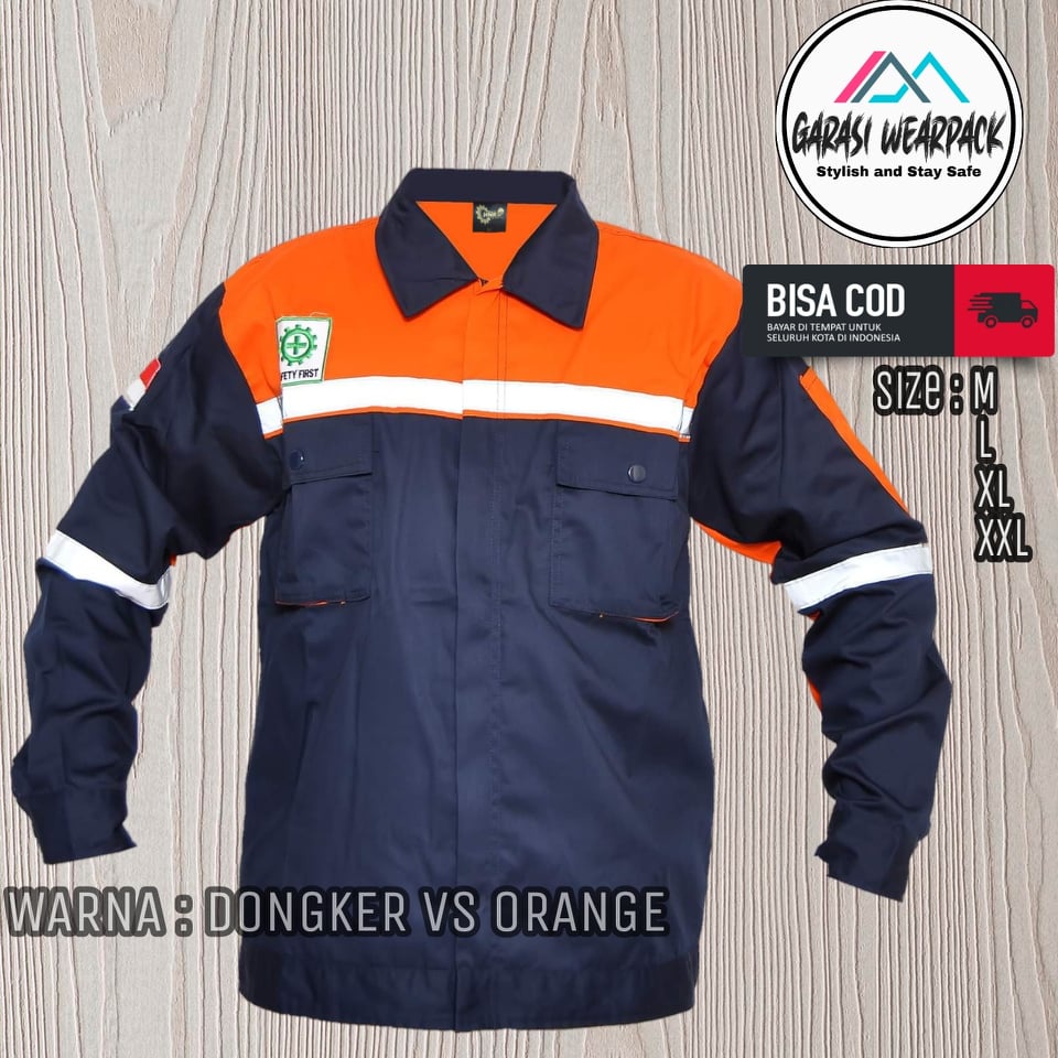 wearpack atasan/kemeja safety dongker orange