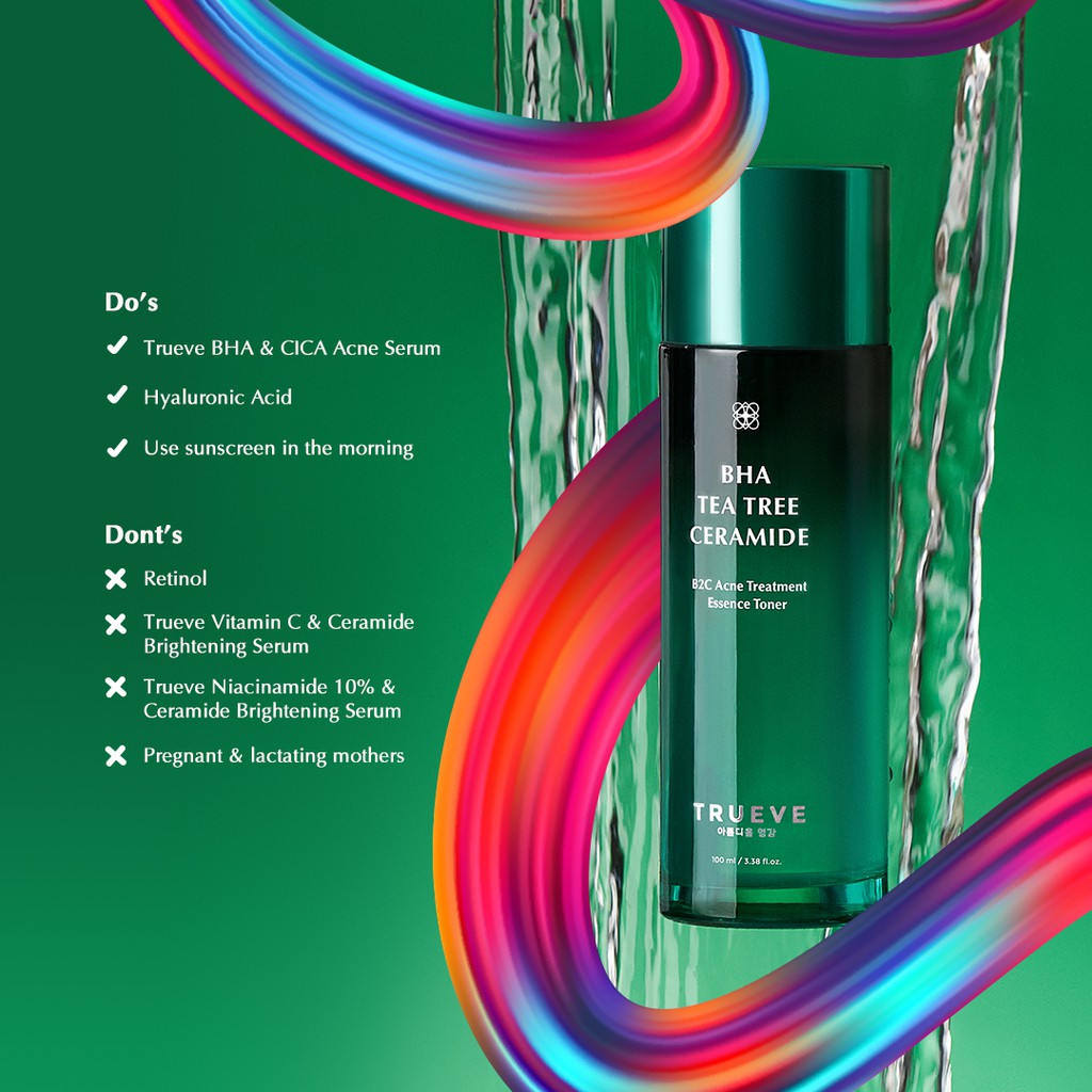 TRUEVE B2C Acne Treatment Essence Toner 100 ML / Toner Wajah Khusus Jerawat / Tea Tree &amp; BHA