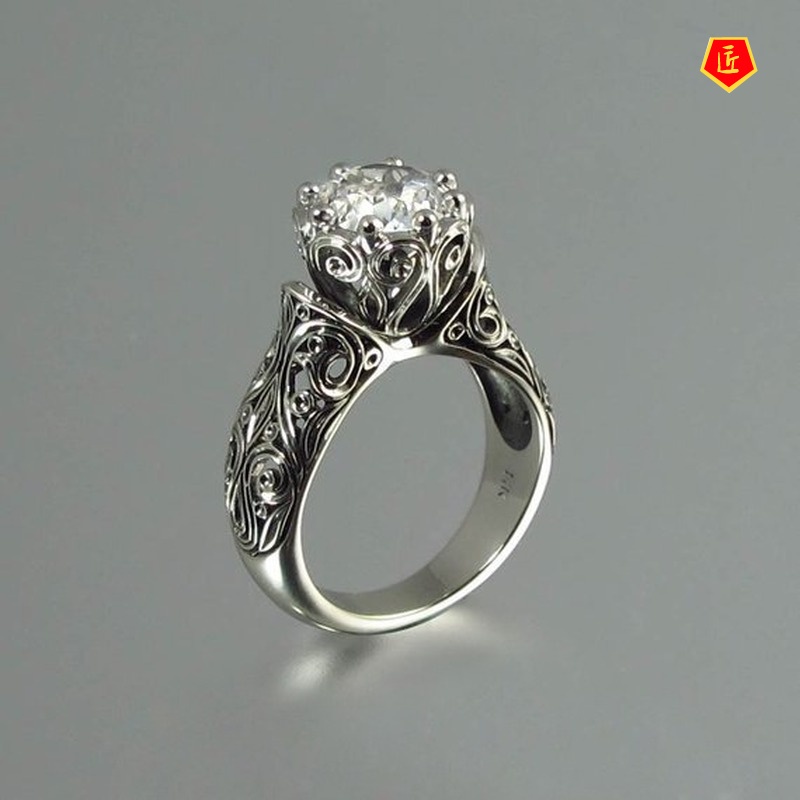 [Ready Stock]Diamond Ring 18K Gold Exquisite Fashion