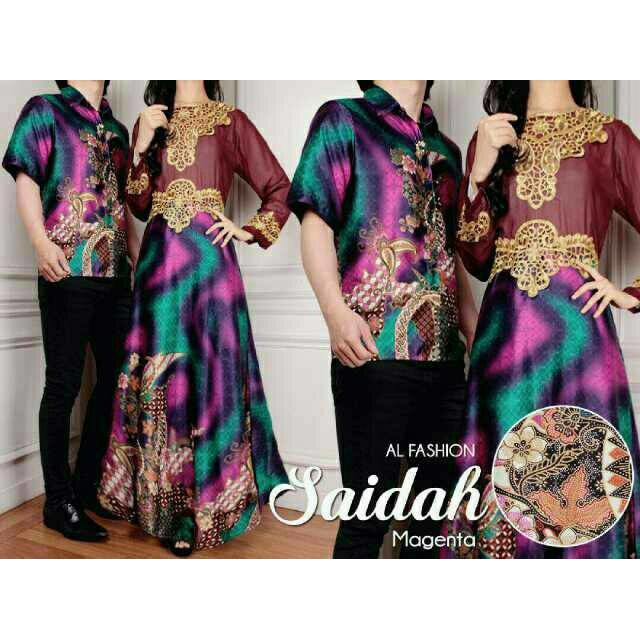 Couple Batik Sutra Saidah Magenta   pakaian baju batik pasangan cowok cewek / pria wanita
