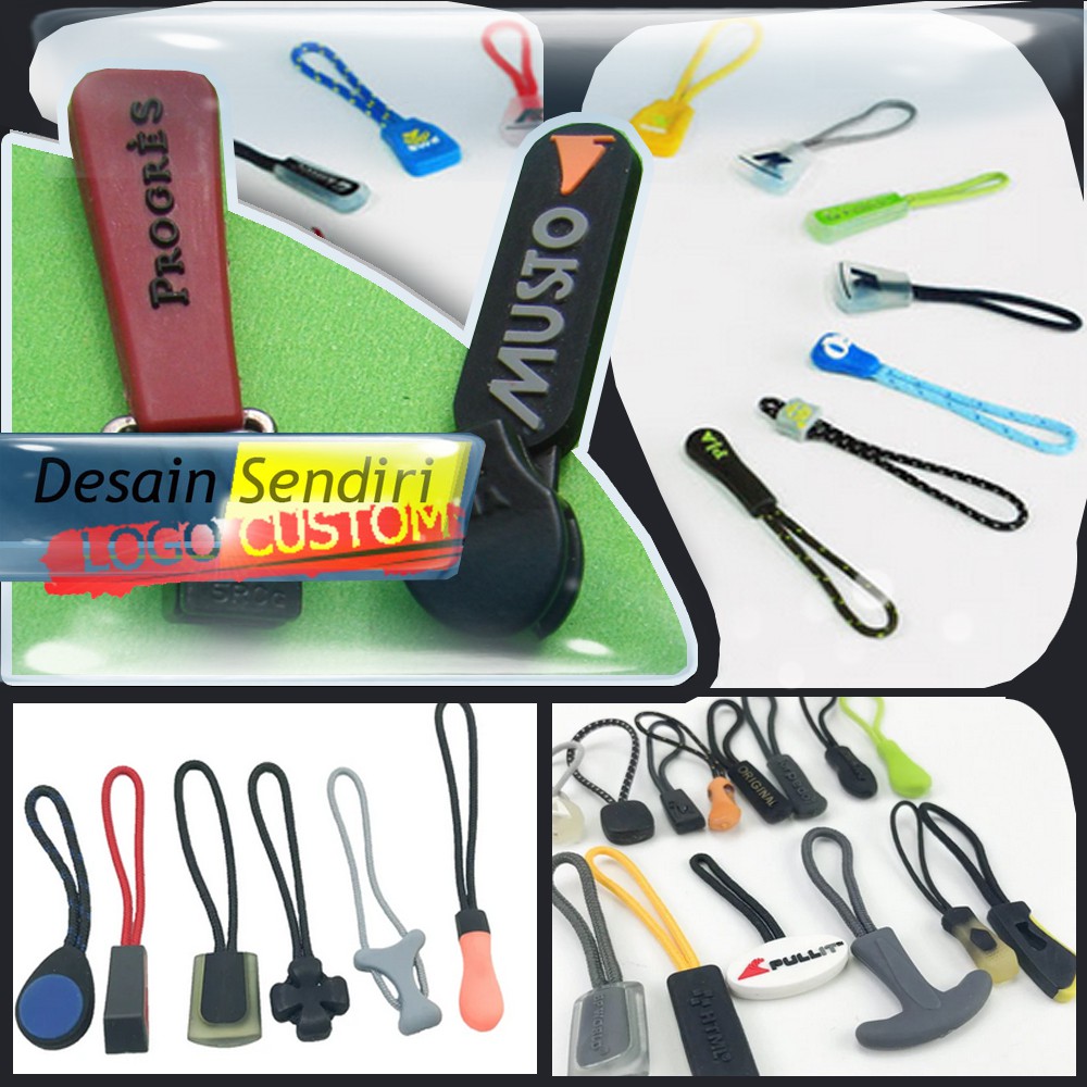 TOKO GROSIR KEPALA RETSLETING KARET DESAIN CUSTOM DI BANDUNG UNTUK JAKET KANTONG DOMPET TAS & CELANA