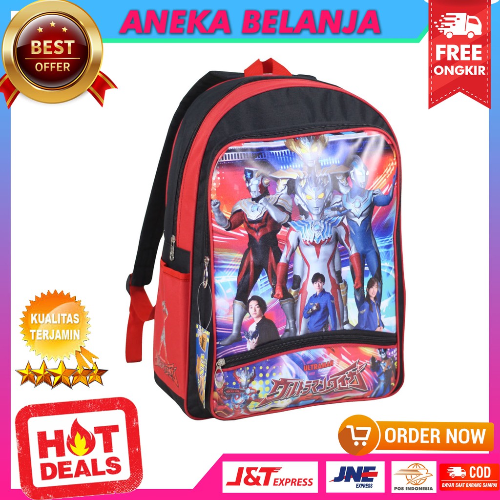 Tas Gendong Anak Cowok Berkualitas Gambar Ultraman Merah Lucu Tas Sekolah TK SD Terbaru Keren Murah