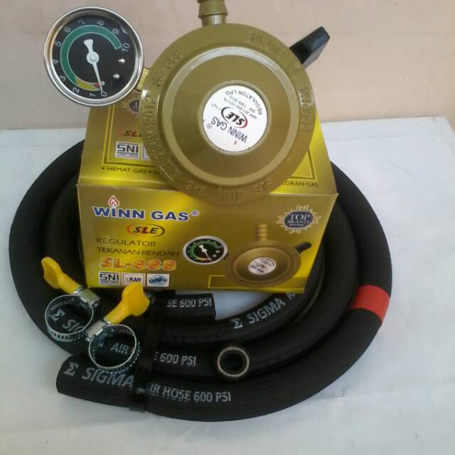 Regulator Gas Matic Biogaz Winn Gas Sle 888 M Selang Gas Elpiji 3 lapis 600 Psi
