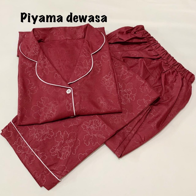 Piyama EMBOSS MAROON bisa couple mom kids and family