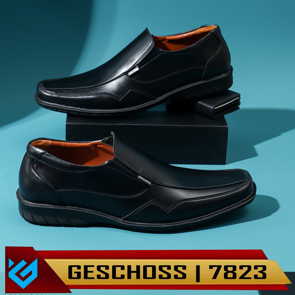 GESCHOSS | READY STOCK UKURAN BESAR 39-45 Sepatu Pantopel Pria Hitam Sepatu Kasual Kerja Kantoran