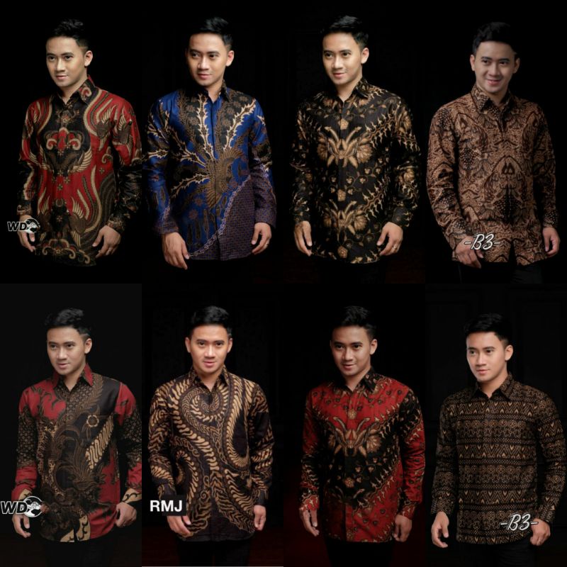 Batik Pria Lengan Panjang BATIK NAKULA HRB026 motif KERATONAN Kode 002 size M L XL XXL Reguler