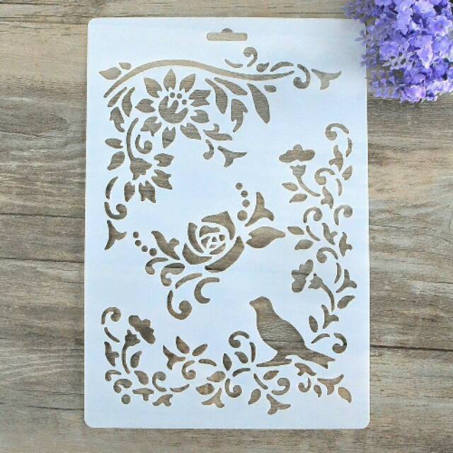 

Stensil Bird Flower 1
