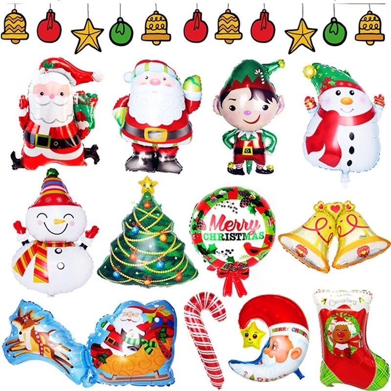 [1 Pc Pack] [ Large Christmas Foil Balloons ] [Santa Claus Reindeer snowman balloon][Snowman Santa Claus Elk Christmas Tree Decoration ][For Birthday Wedding Party Home Decor Supplies]