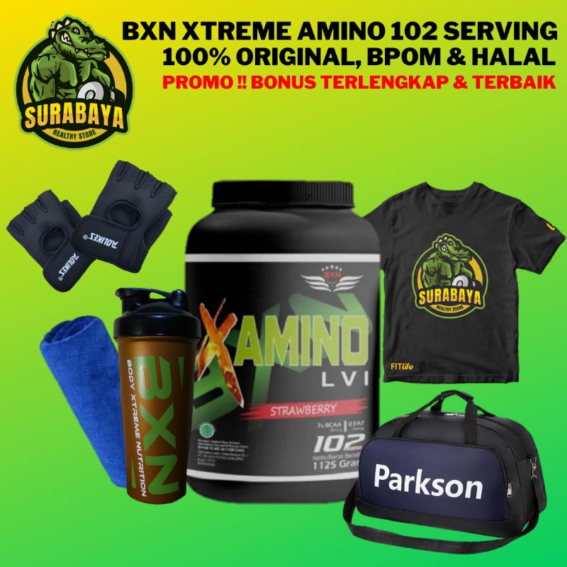 BXN XTREME AMINO LVI 102 SERVING BCAA POWDER BPOM HALAL SUPLEMEN FITNESS BCAAS ON GYM 90 serving