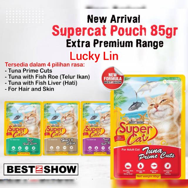 Makanan kucing super cat extra premium range / super cat pouch 85gr / supercat extra premium