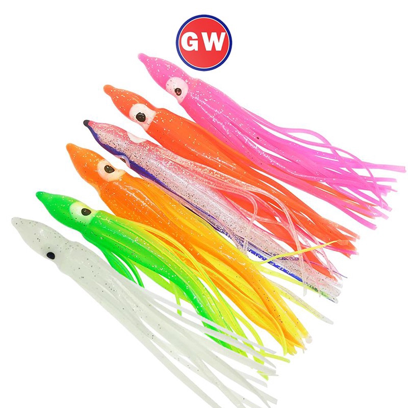 10PCS Mix Colors Alat Pancing Umpan Pancing Buatan Umpan Pancing Umpan Mancing Umpan Mancing Squid jig relix nusantara Octopus Umpan Ikan Squid lure 5cm 9cm 11cm Soft Plastic Lure Kail Pancing Alat Pancing Murah Tuna