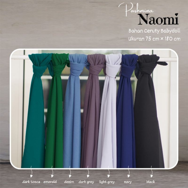 TERLARIS !! TERMURAH !! HIJAB PASHMINA/JILBAB PASHMINA NAOMI CERUTY PREMIUM - BAHAN CERUTY BABYDOLL