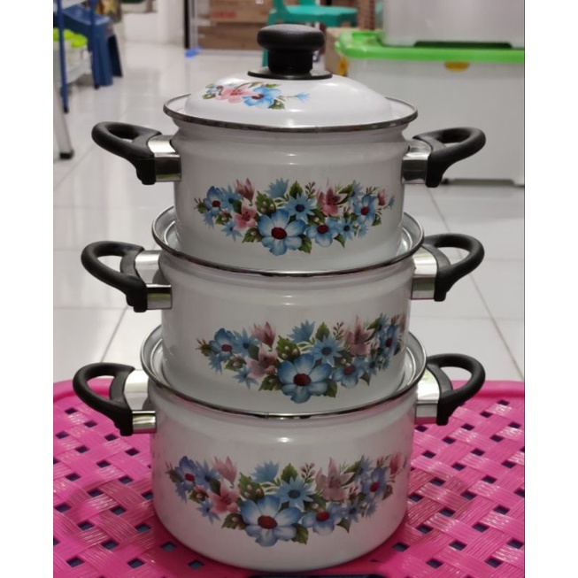 Panci Enamel Ideal Jamaica Set 16/20 cm