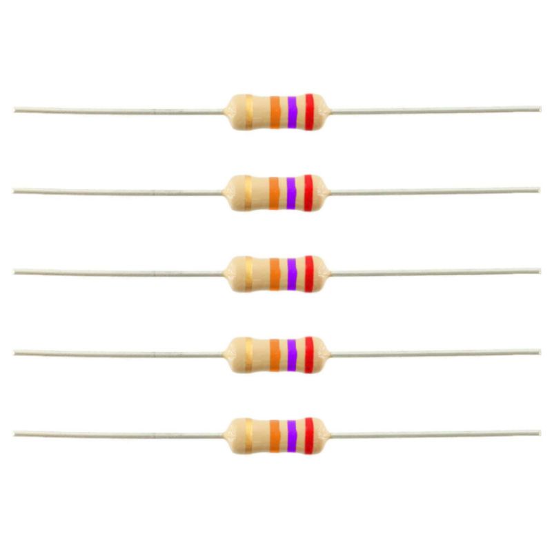 Resistor 27K 1/4W Karbon 5% Taiwan Kaki Tembaga