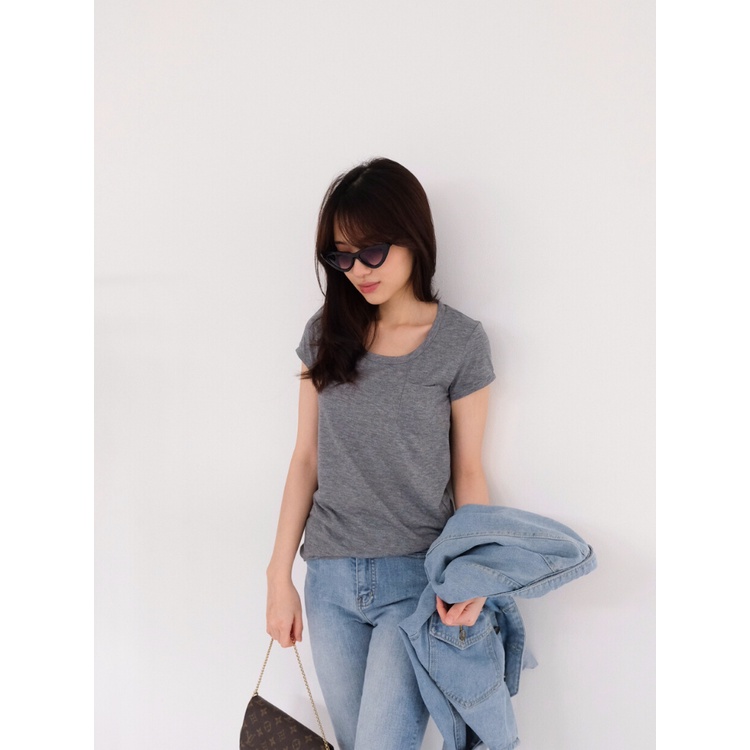 Kadaka T-0409 Tshirt Kaos Wanita Rayon Detail Pocket