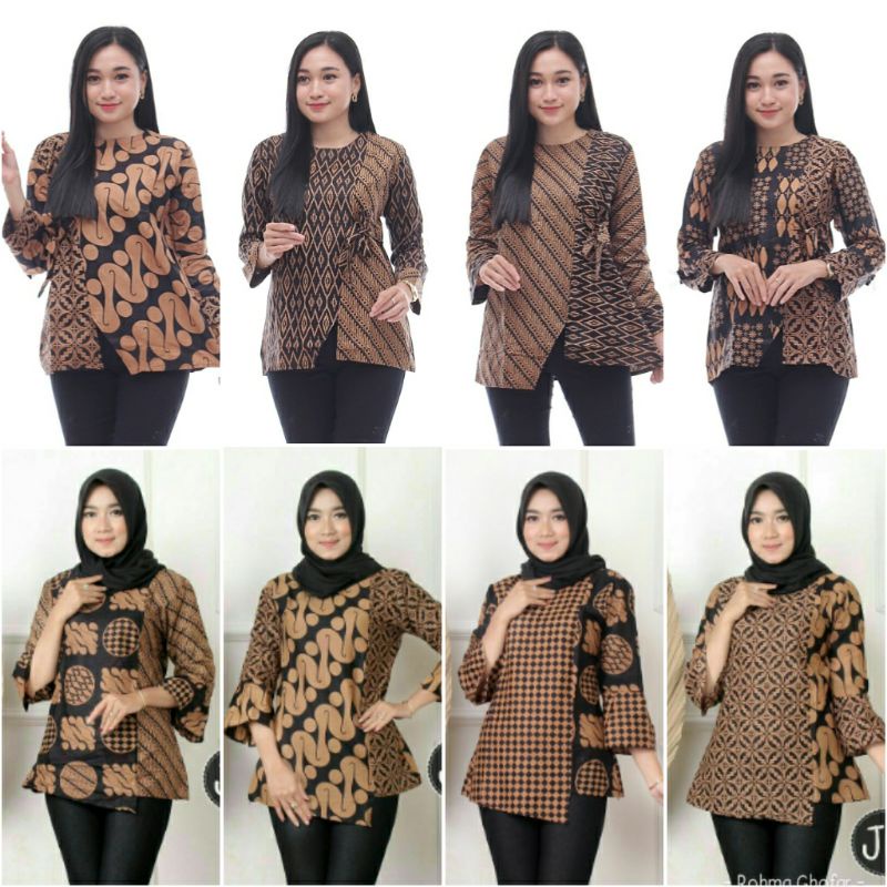 Atasan Batik Lawasan Sogan Seragam Kantor Elegan Promo Shopee