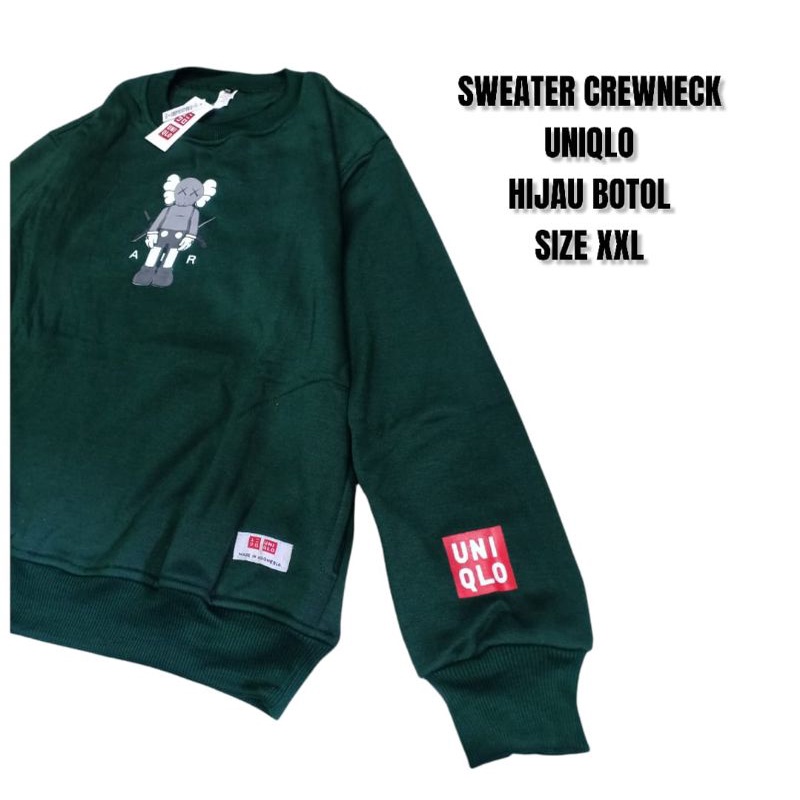 Sweater Crewneck Uniqlo Hijau botol Size XXL