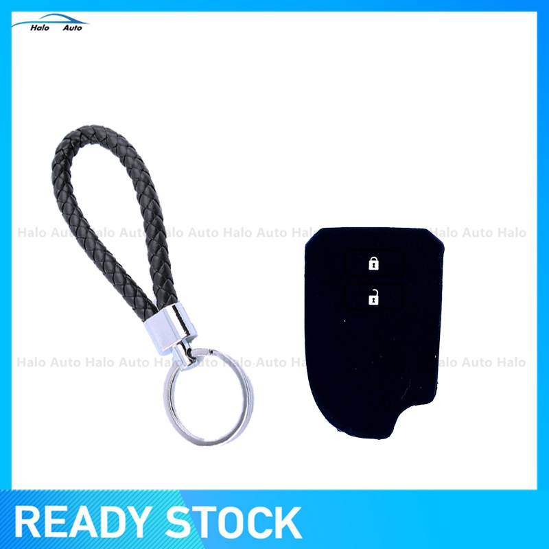 Cover Kunci Remote Mobil Keyless Bahan Silikon Dengan Gantungan Kulit Untuk Toyota All-New Yaris 2018-2020