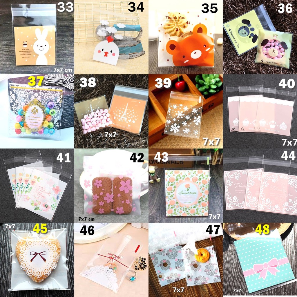 Supplier Grosir Plastik Kue Cookies Bag Fancy Kantong Permen OPP Terlengkap Termurah 7x7 + 3cm