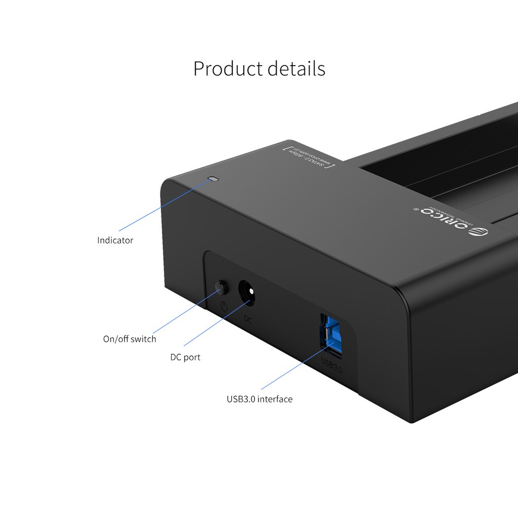 Docking ssd hdd orico 2.5-3.5 sata 8tb Usb 3.0 5Gbps 6518us3 - Hard drive disk dock enclosure 6518-us3