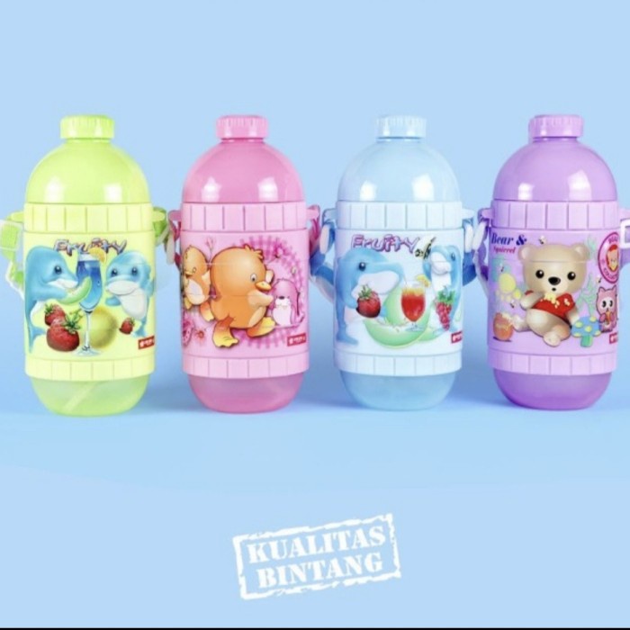 LION STAR Botol Air Minum Plastik Tali Anak Puzzle Sonic 550 ML NN21