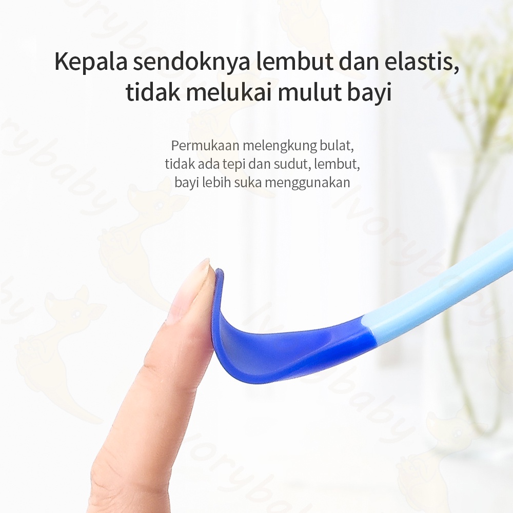 Ivorybaby Alat makan sendok/garpu bayi sensor panas sendok plastik bayi