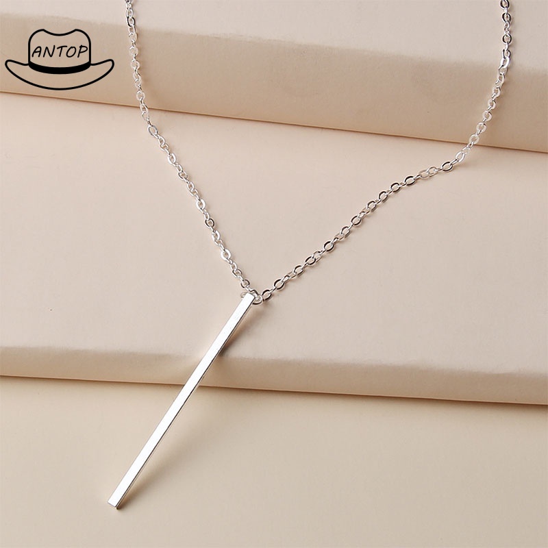 Kalung Titanium Bambu Liontin Silver Anti Karat Tidak Luntur Tahan Air Pria Wanita Cewek Cowok Murah ANTOP