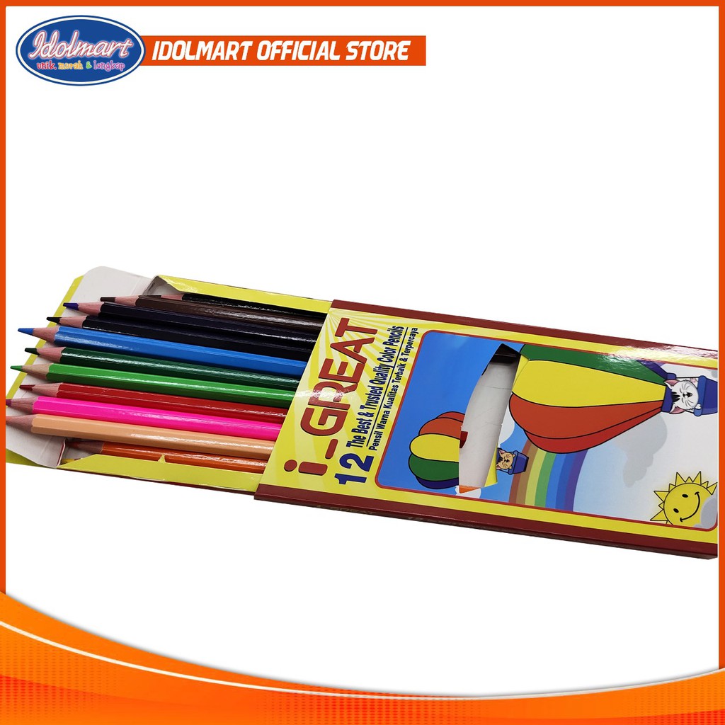 IDOLAKU Pensil Warna I-Great Ukuran Panjang / 12 Warna