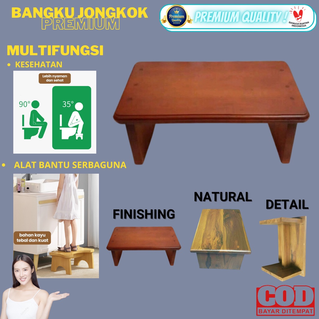 Bangku Pijakan Kloset Bangku Dudukan Kaki Toilet Kursi WC Foldable Dingklik Jongkok Kayu