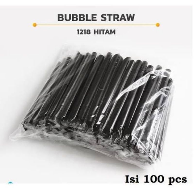 sedotan steril hitam/sedotan boba 12 mm isi 100 pcs